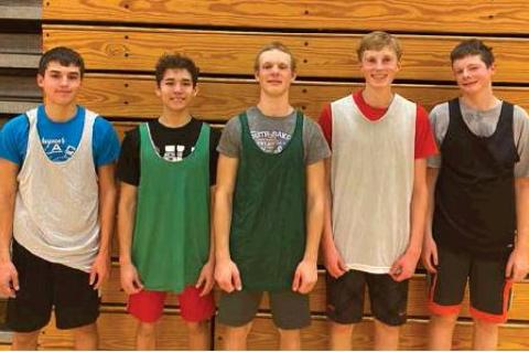 FIVE BOYS BASKETBALL PLAYERS REACH THEIR GOAL